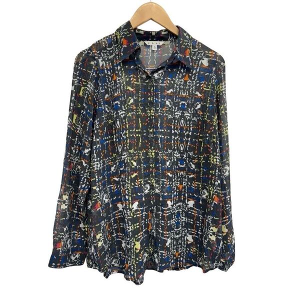CAbi Tops - CAbi Festival Geometric Blouse‎ Size Large Button Down Long Sleeve Shirt